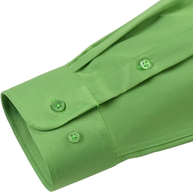 Men's Dress Shirts Wrinkle-Free Long Sleeve Stretch Solid Formal Business Button Down Shirt with Pocket - light Green