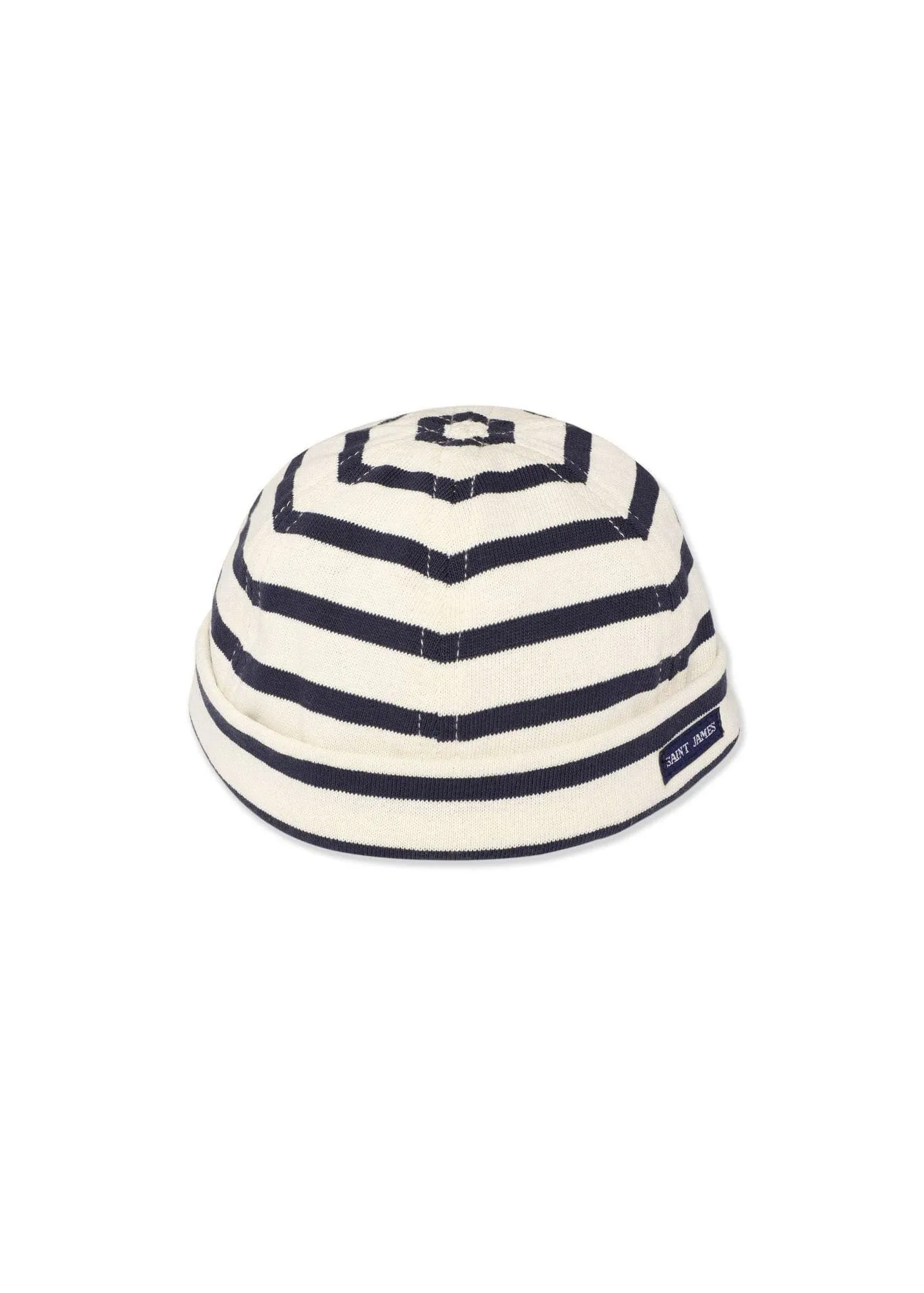 Miki Meridien deck hat - striped, in thick cotton (ECRU/MARINE)