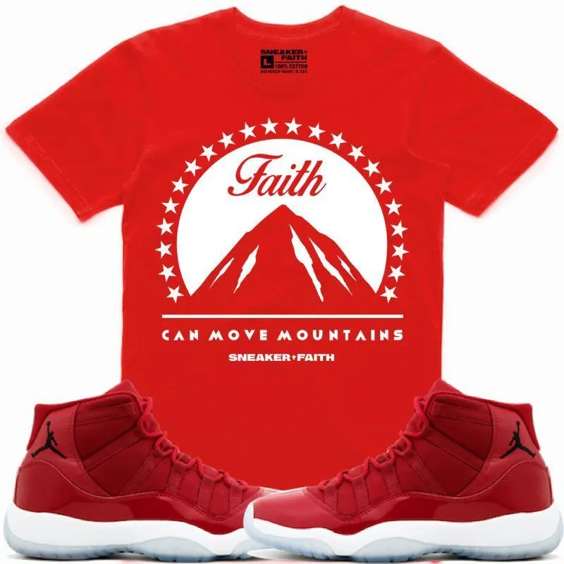 MOVE MOUNTAINS Sneaker Tees Shirt Match - Jordan 11 Gym Red Win Like 96