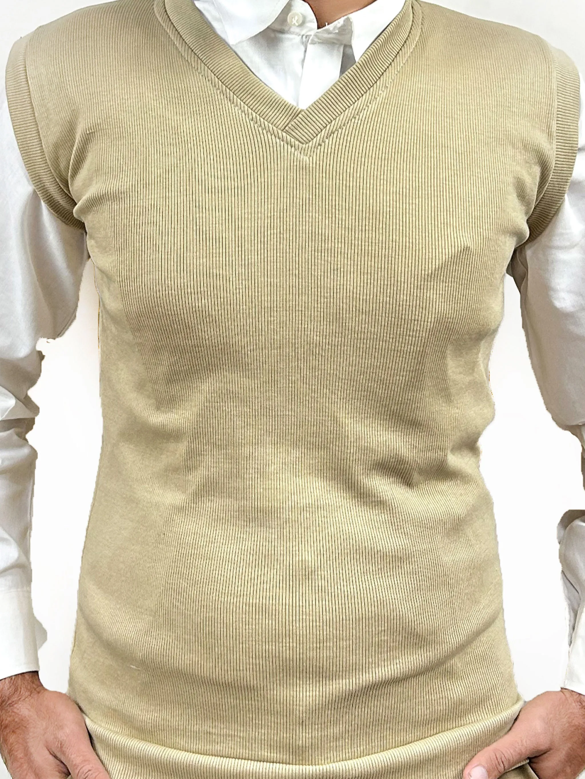 Multicolor V-Neck Sleeveless Jumper For Men