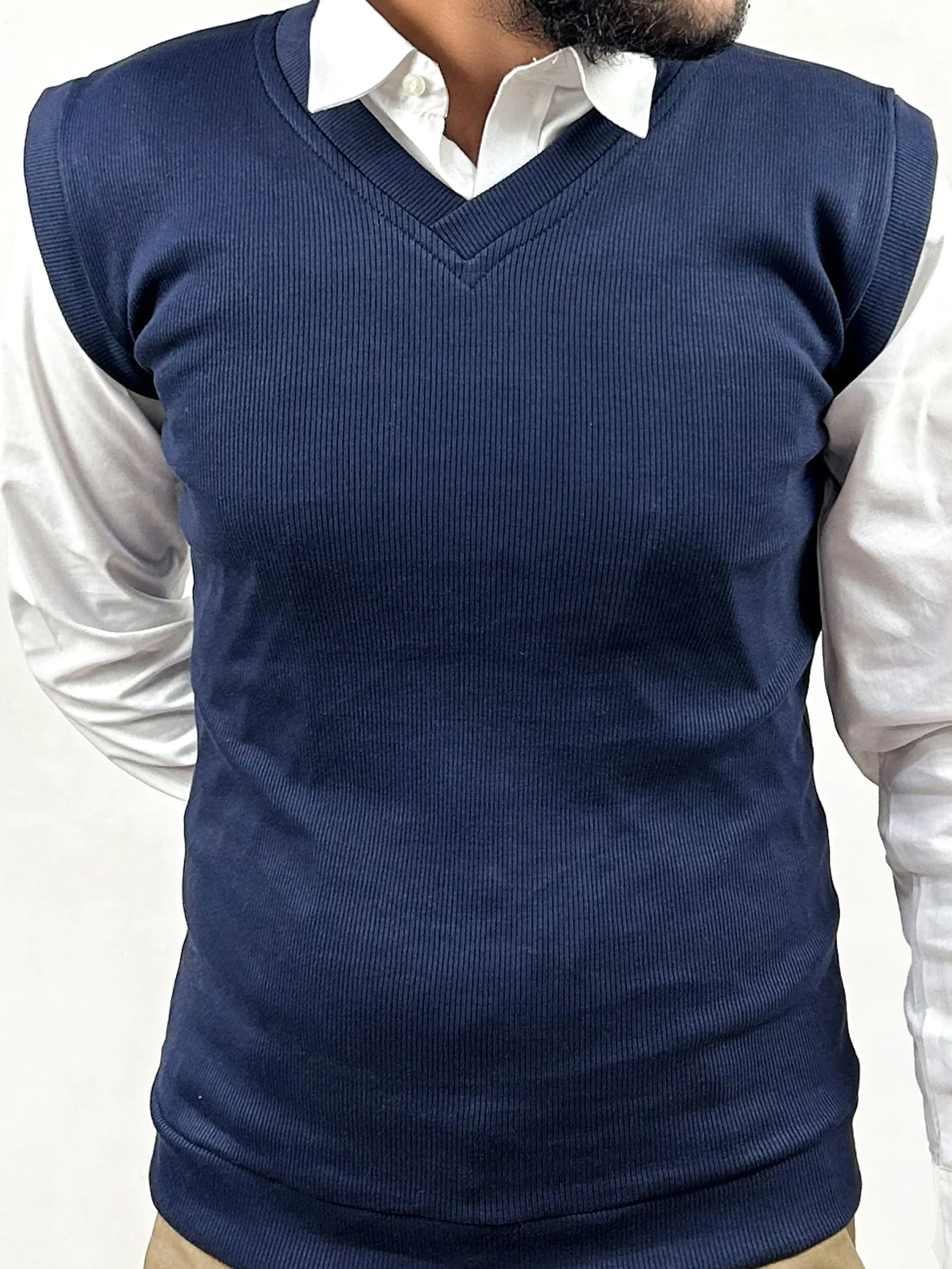 Multicolor V-Neck Sleeveless Jumper For Men