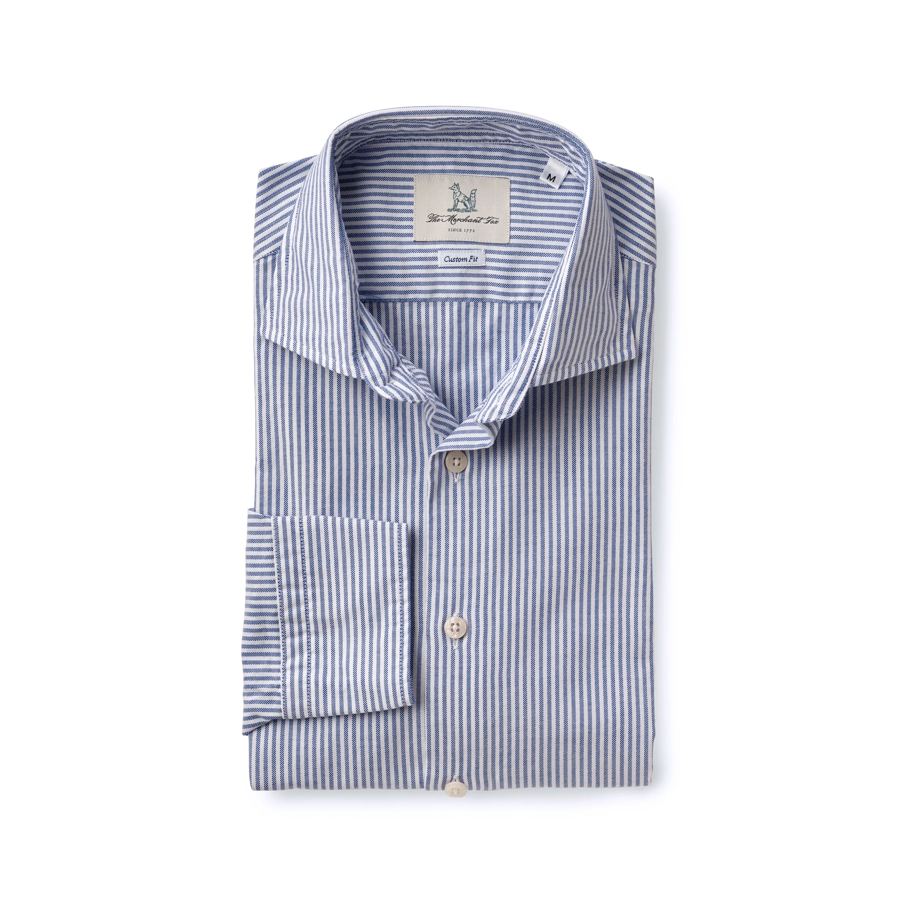 Navy & White wide striped spread collar oxford shirt