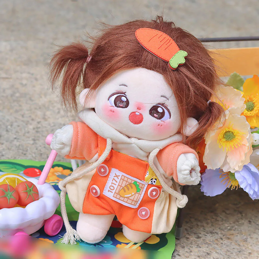 niannyyhouse 20cm Plush Doll Clothes Fruit Pattern Hoodies Overalls 8in Soft Stuffed Doll Dressup