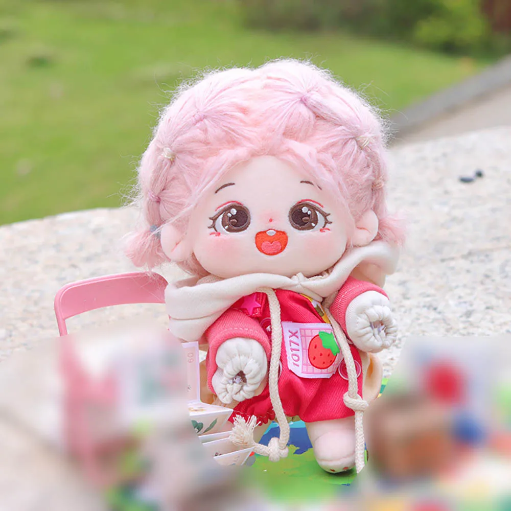 niannyyhouse 20cm Plush Doll Clothes Fruit Pattern Hoodies Overalls 8in Soft Stuffed Doll Dressup