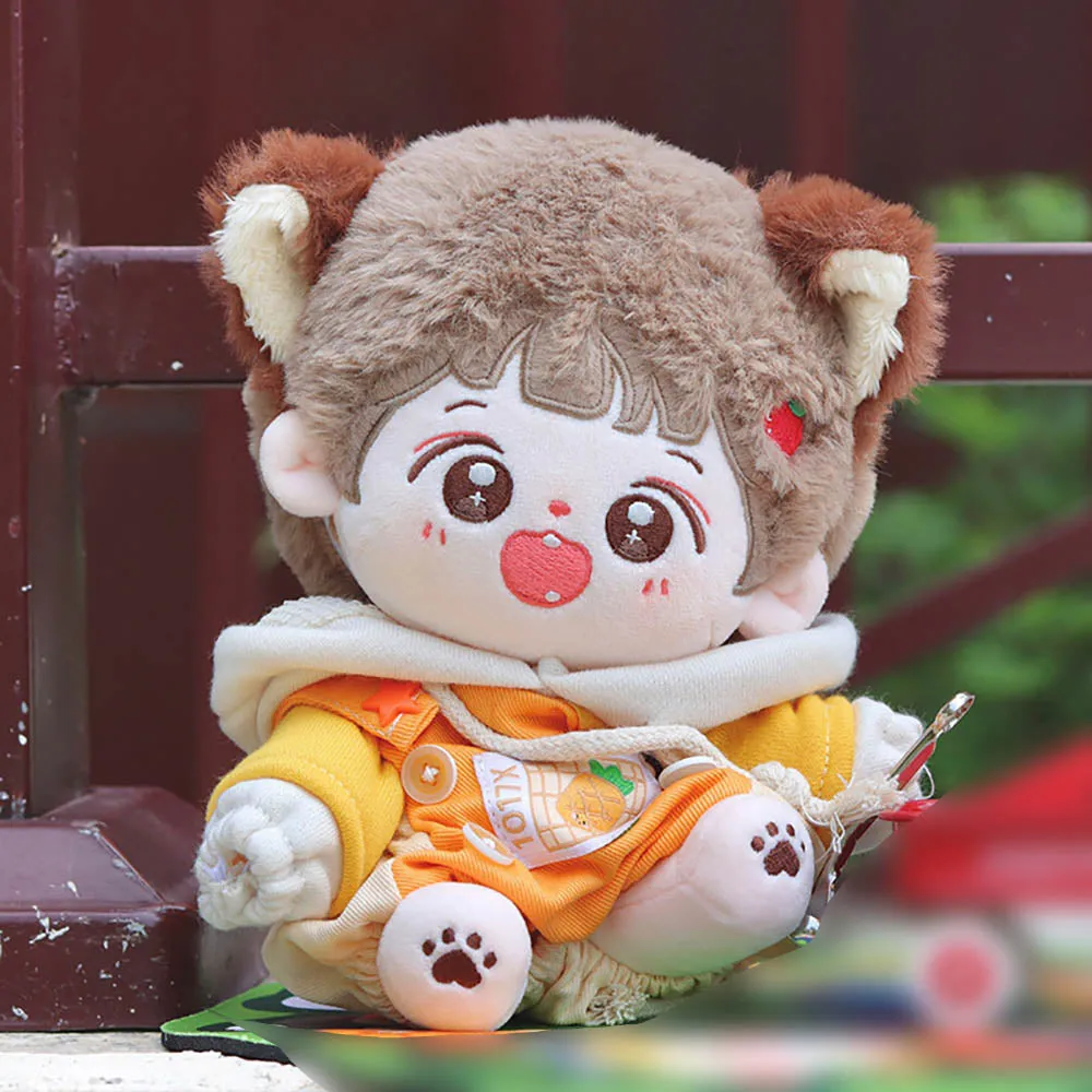 niannyyhouse 20cm Plush Doll Clothes Fruit Pattern Hoodies Overalls 8in Soft Stuffed Doll Dressup