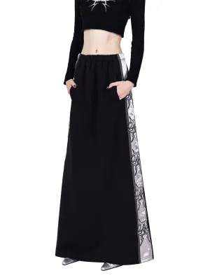 PINKSPINK Gothic Peace Maxi Skirt - Black and Silver