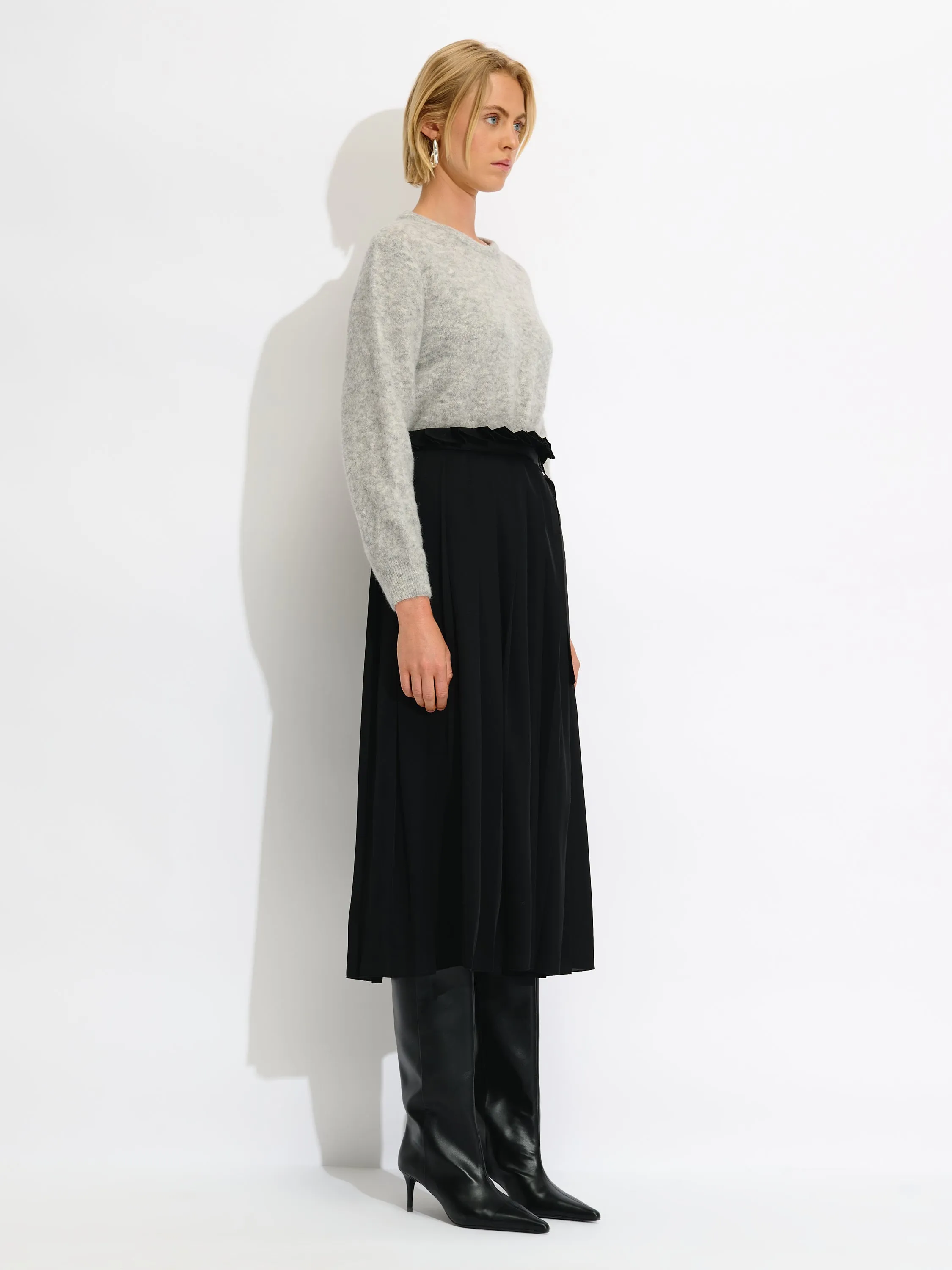 Pleated Belted Skirt