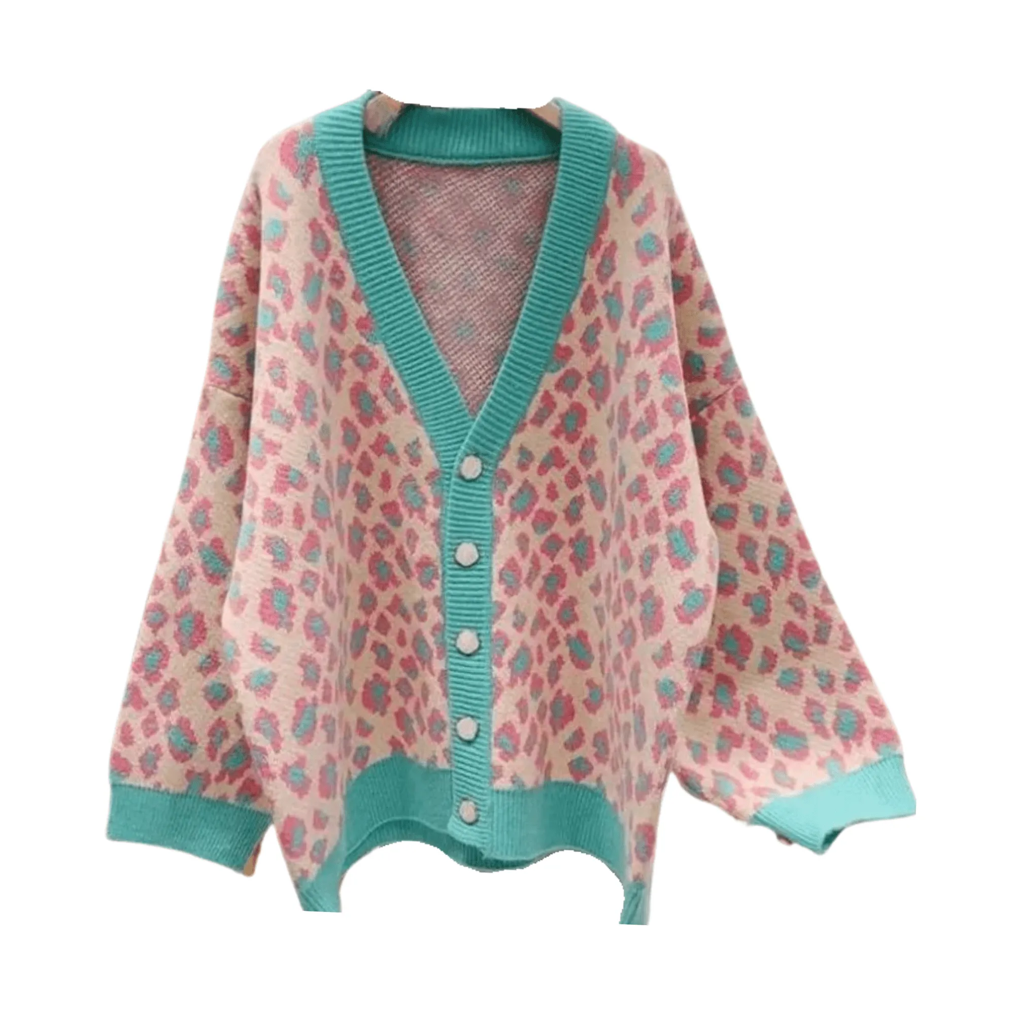 Pre Order:  Leopard Ribbed Edges Knitted Cardigan