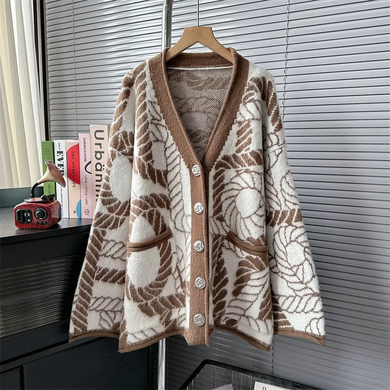 Pre Order:  Ornate Buttons Ropes Knitted Cardigan