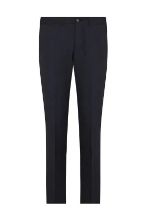 Regular Fit Side Pocket Low Waist Navy Wool Dress Pants