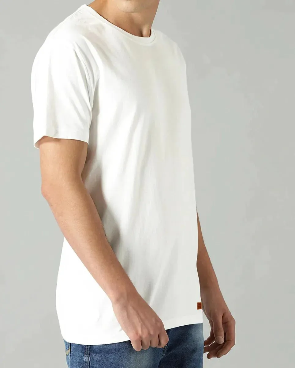 Ribbed White Half Sleeves T-Shirt