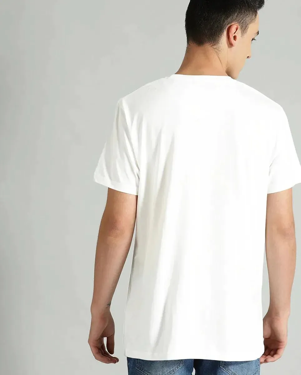 Ribbed White Half Sleeves T-Shirt