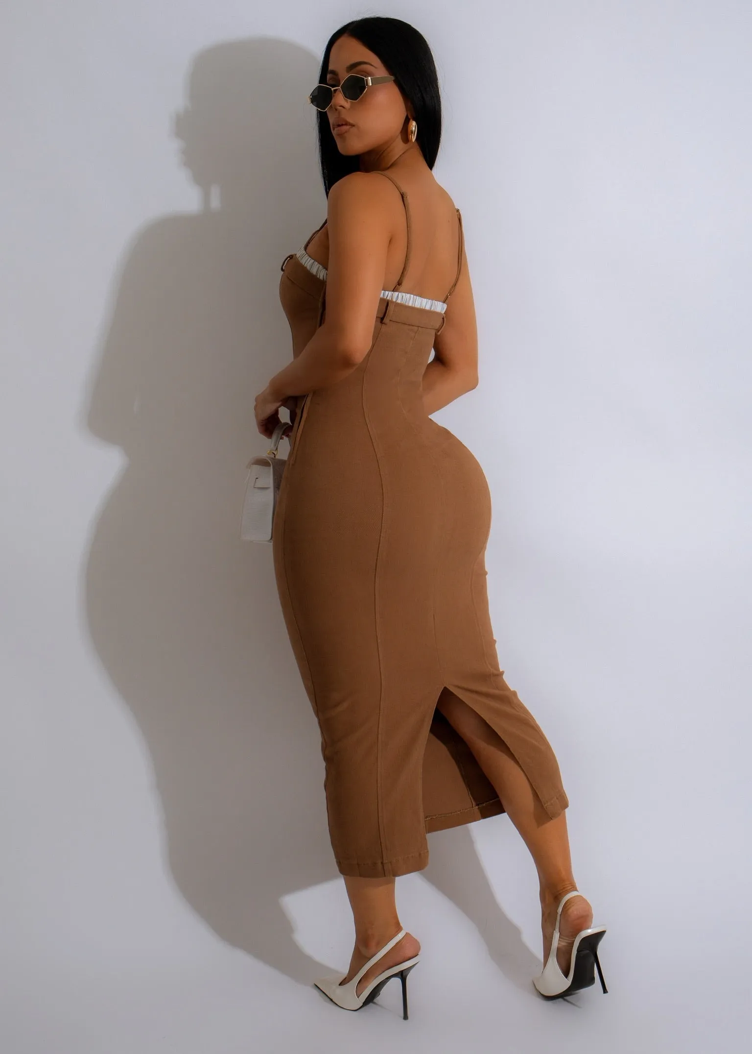 Sahara Chic Midi Dress Brown