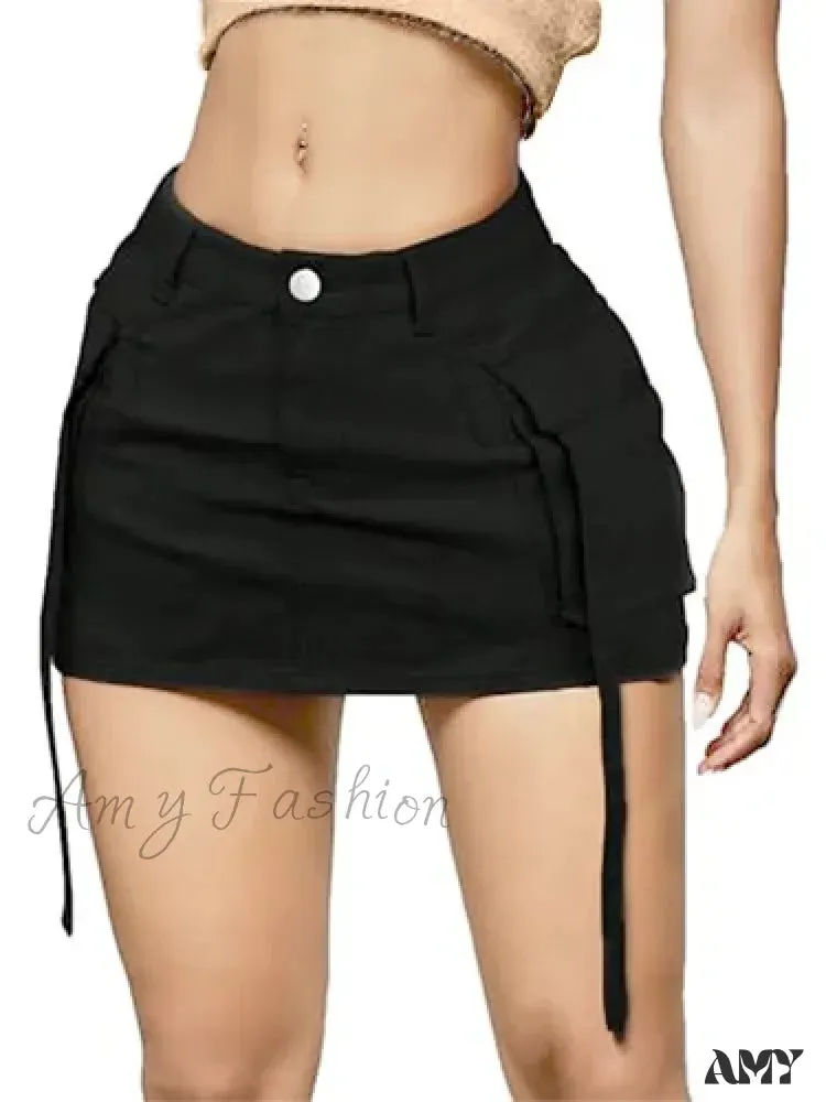 Sexy Short Slim Fit Casual Regular Elegant Splice Denim High Waist Hip Wrap A-Line Skirt