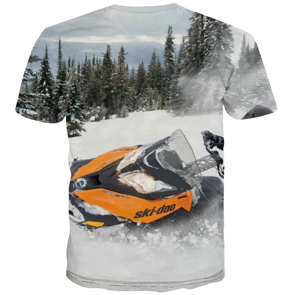 Ski T shirts Men White Shirt Print Movement T-shirts Graphic Snowfield T shirts Funny