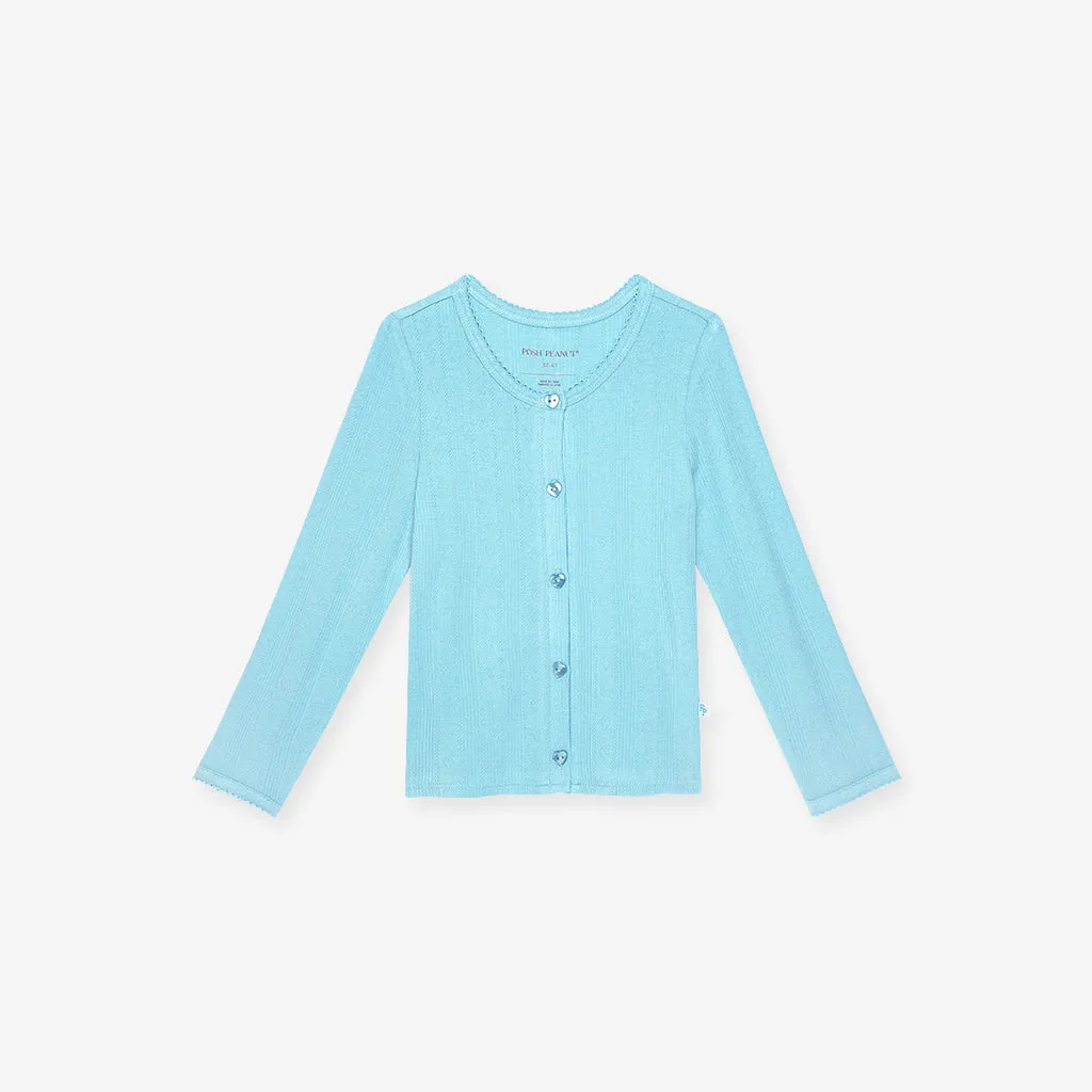 Spring Dusk Blue Pointelle Cardigan