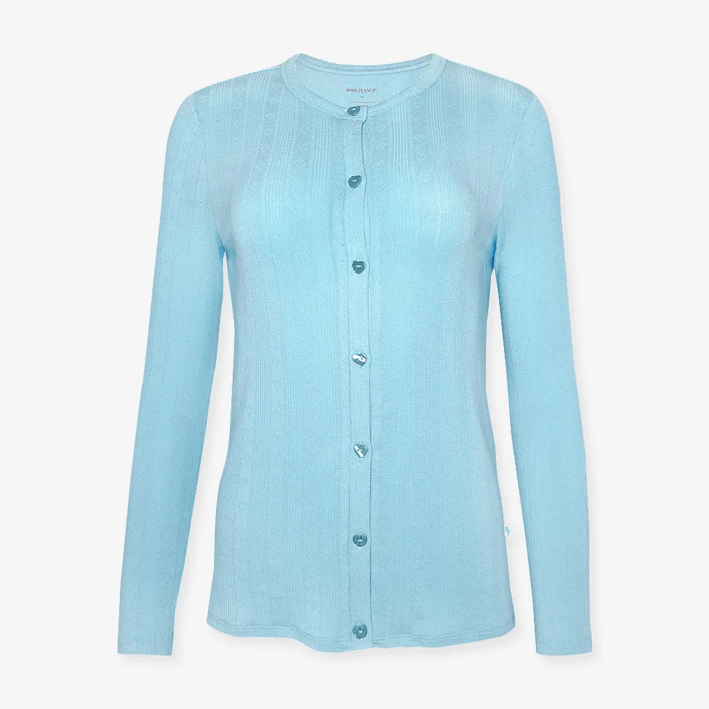 Spring Dusk Blue Pointelle Women's Cardigan