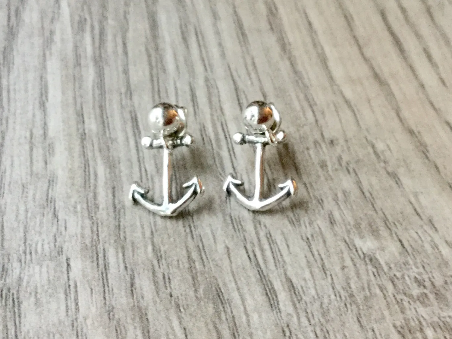 Sterling silver Anchor jacket earrings, boho jewelry, front and back earrings, drop dangle earring jackets