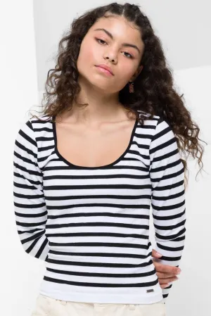 Stripe Crew Neck T-Shirt Black & White