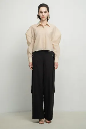 Teagan Straight Side Pocket Polyester Ankle Length Pants