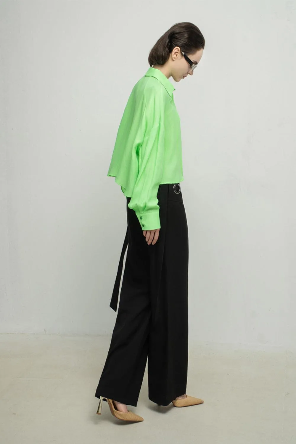 Teagan Straight Side Pocket Polyester Ankle Length Pants