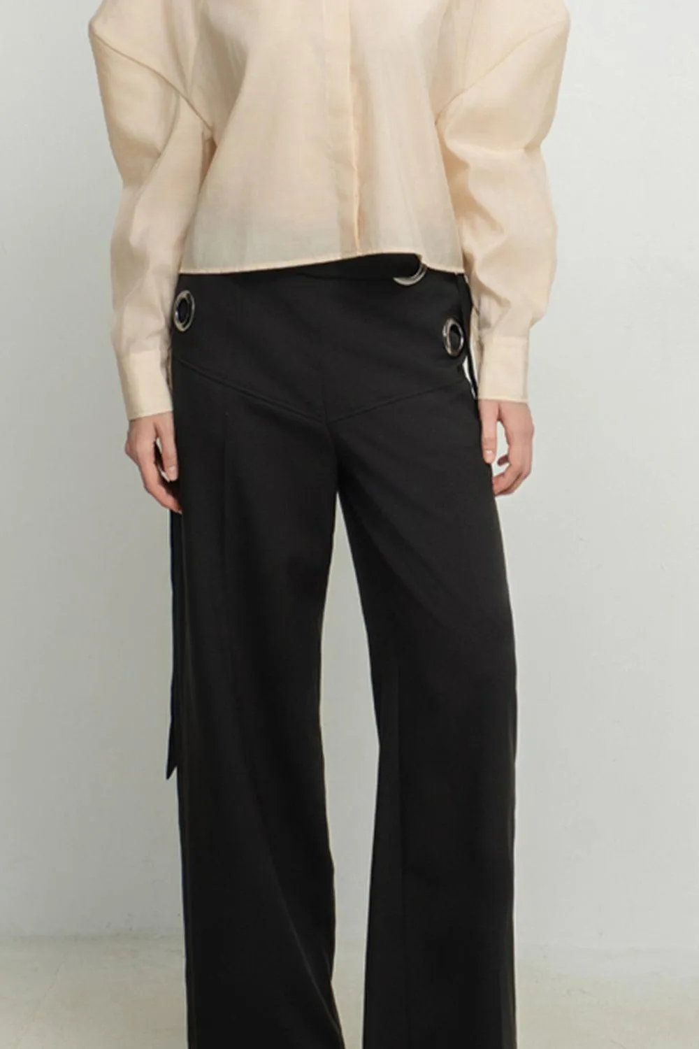 Teagan Straight Side Pocket Polyester Ankle Length Pants