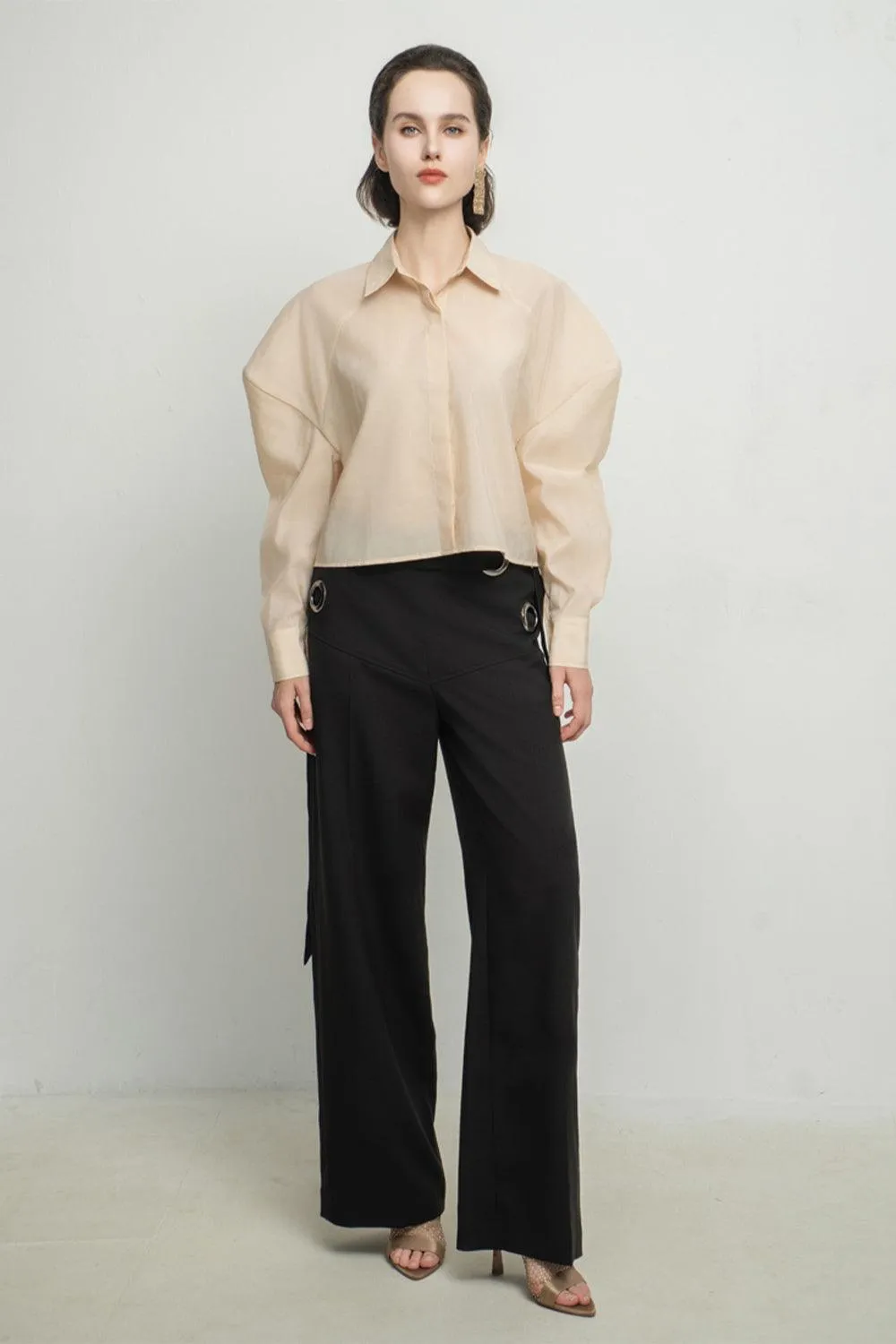 Teagan Straight Side Pocket Polyester Ankle Length Pants