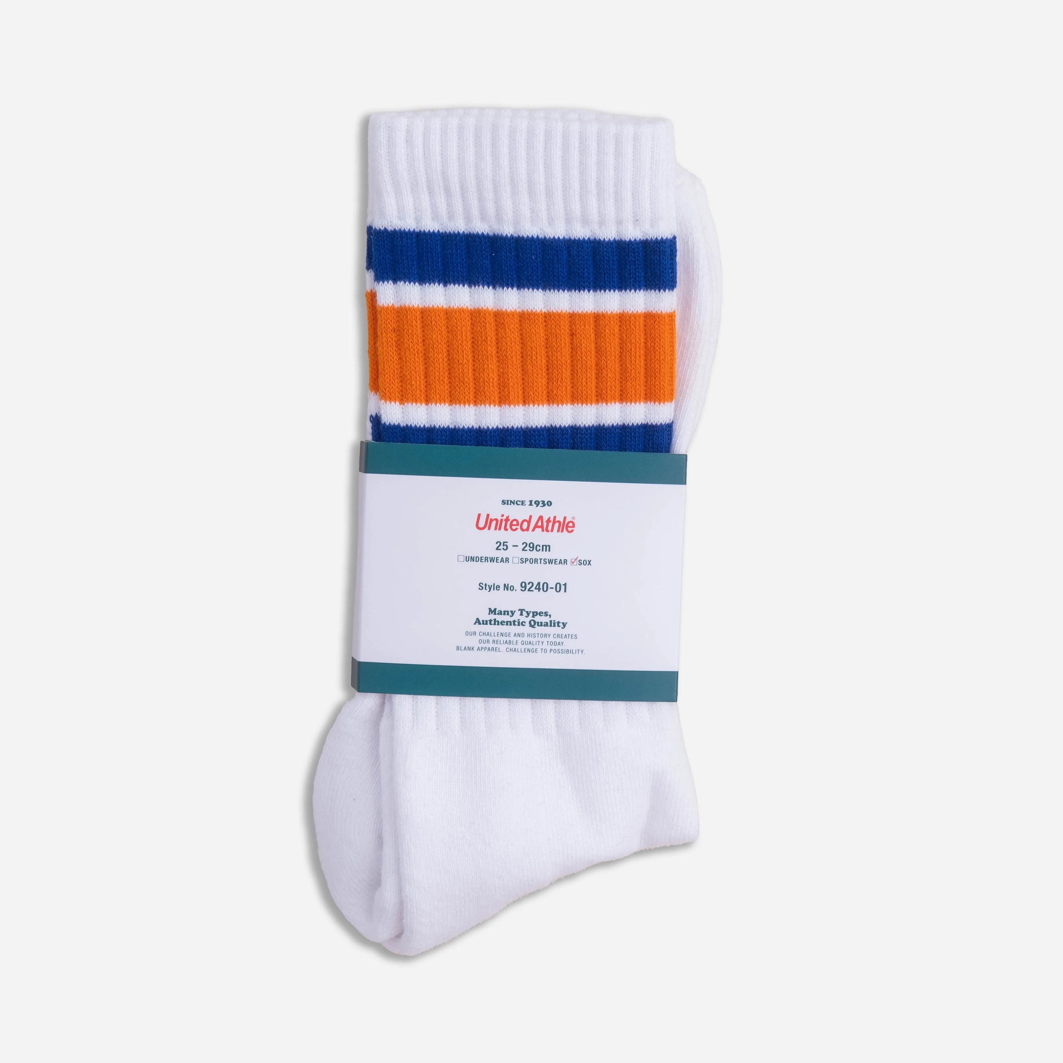 THICK SOLE CREW SOCK - WHITE/BLUE/ORANGE