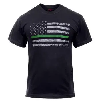 Thin Green Line Distressed Flag T-Shirt