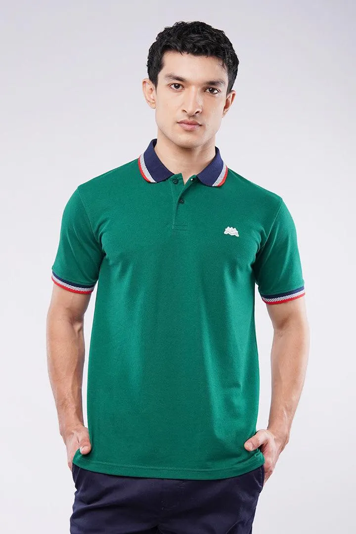 Tipping Collar Polo Shirt - Green