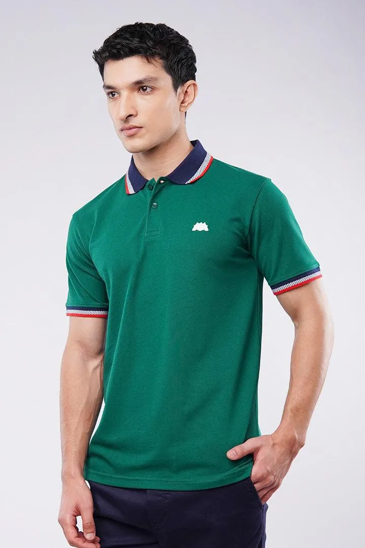 Tipping Collar Polo Shirt - Green