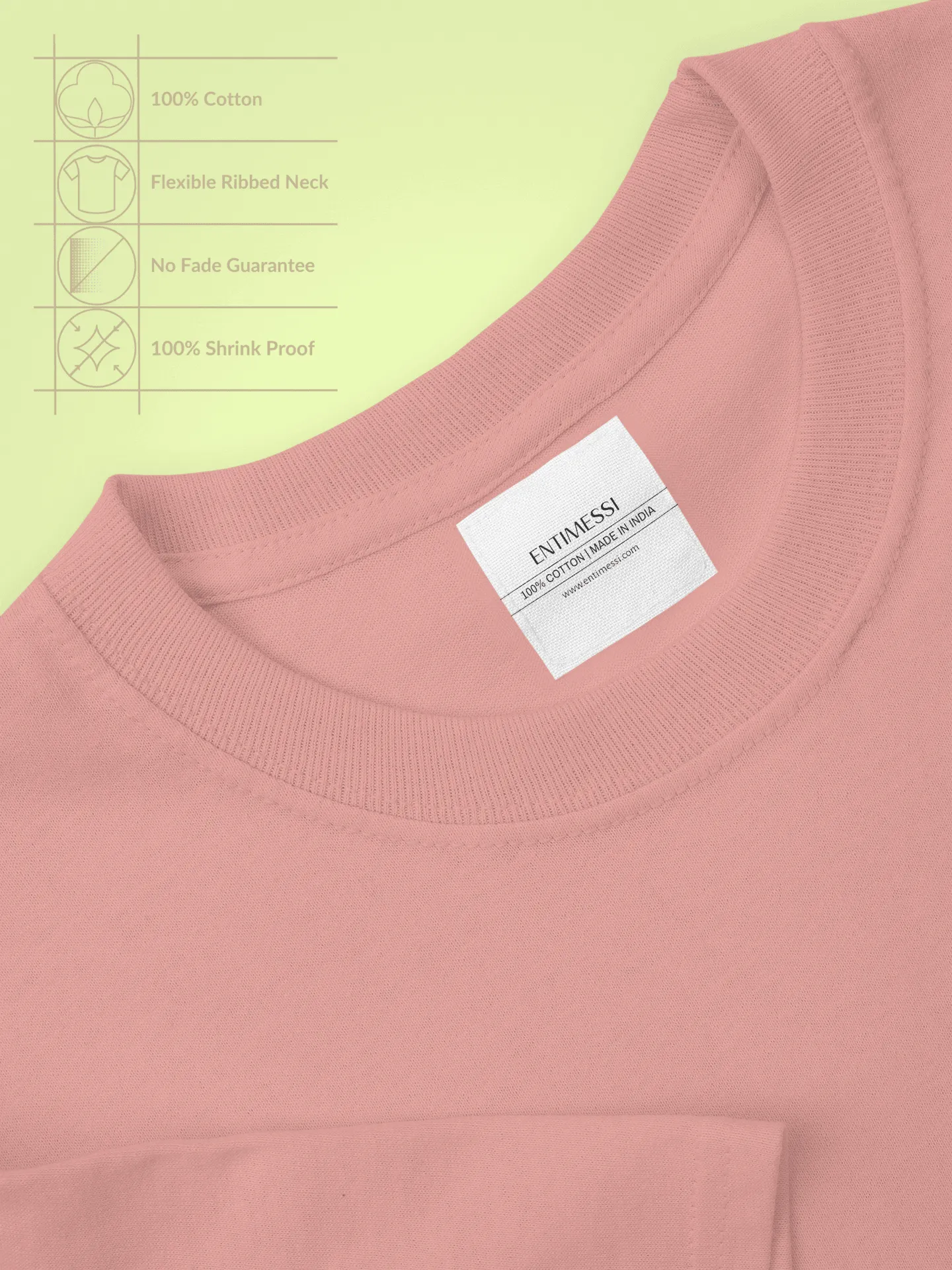 Unisex Regular Fit T-Shirt - Cotton, Bio-Washed (Peach)