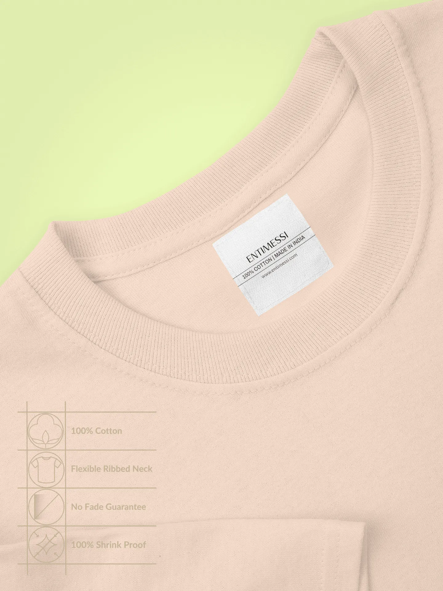 Unisex Regular Fit T-Shirt - Cotton, Bio-Washed (Peach)