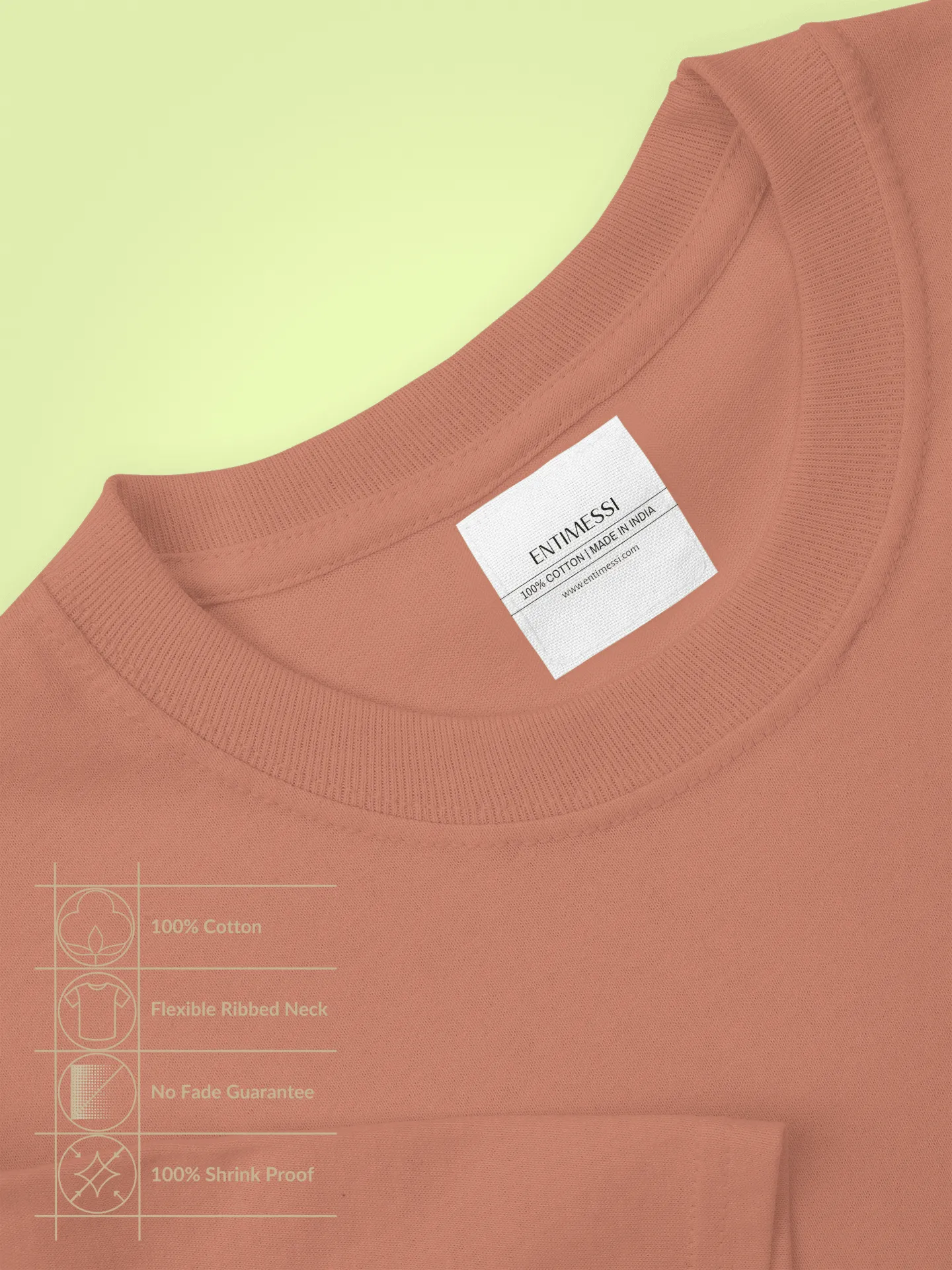 Unisex Regular Fit T-Shirt - Cotton, Bio-Washed (Peach)