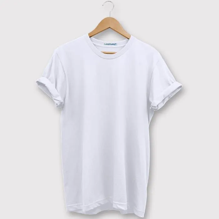 White and Black Half sleeves Round Neck T Shirt Combo (Pack Of 2) by LazyChunks