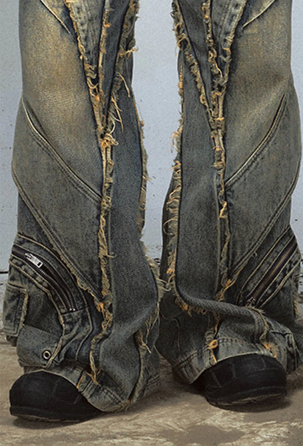 Wide-leg denim pants